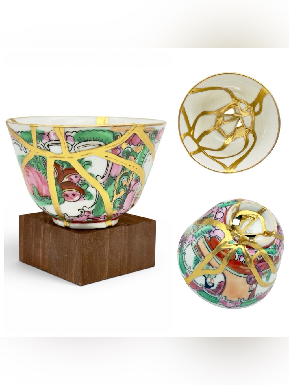 Kintsugi Cup Famille Rose Porcelain Gold Crack Art Personal Growth Gift